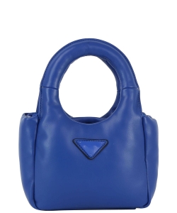 Puffy Round Handle Triangle Logo  Satchel Bag JYV-0459 BLUE